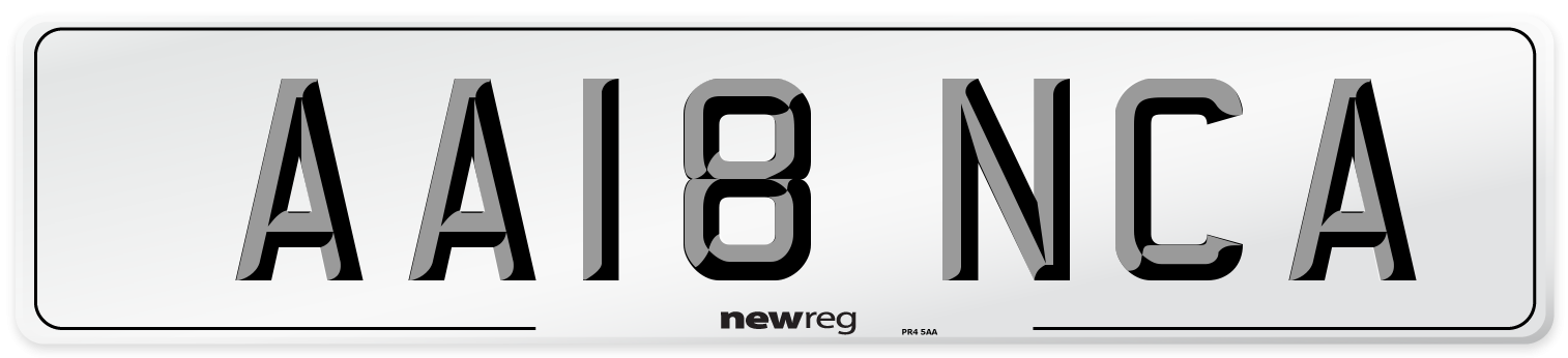 AA18 NCA Number Plate from New Reg